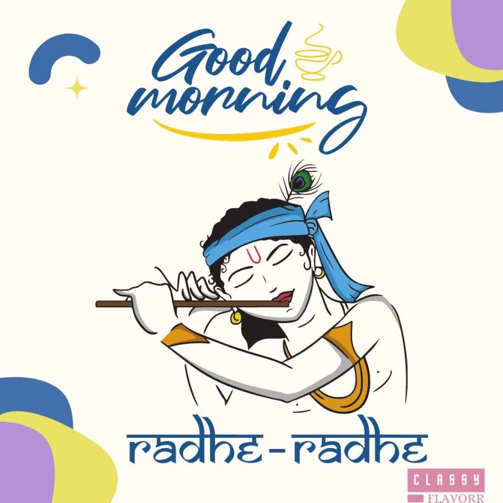 A good morning image of Shri Krishna is playing flute