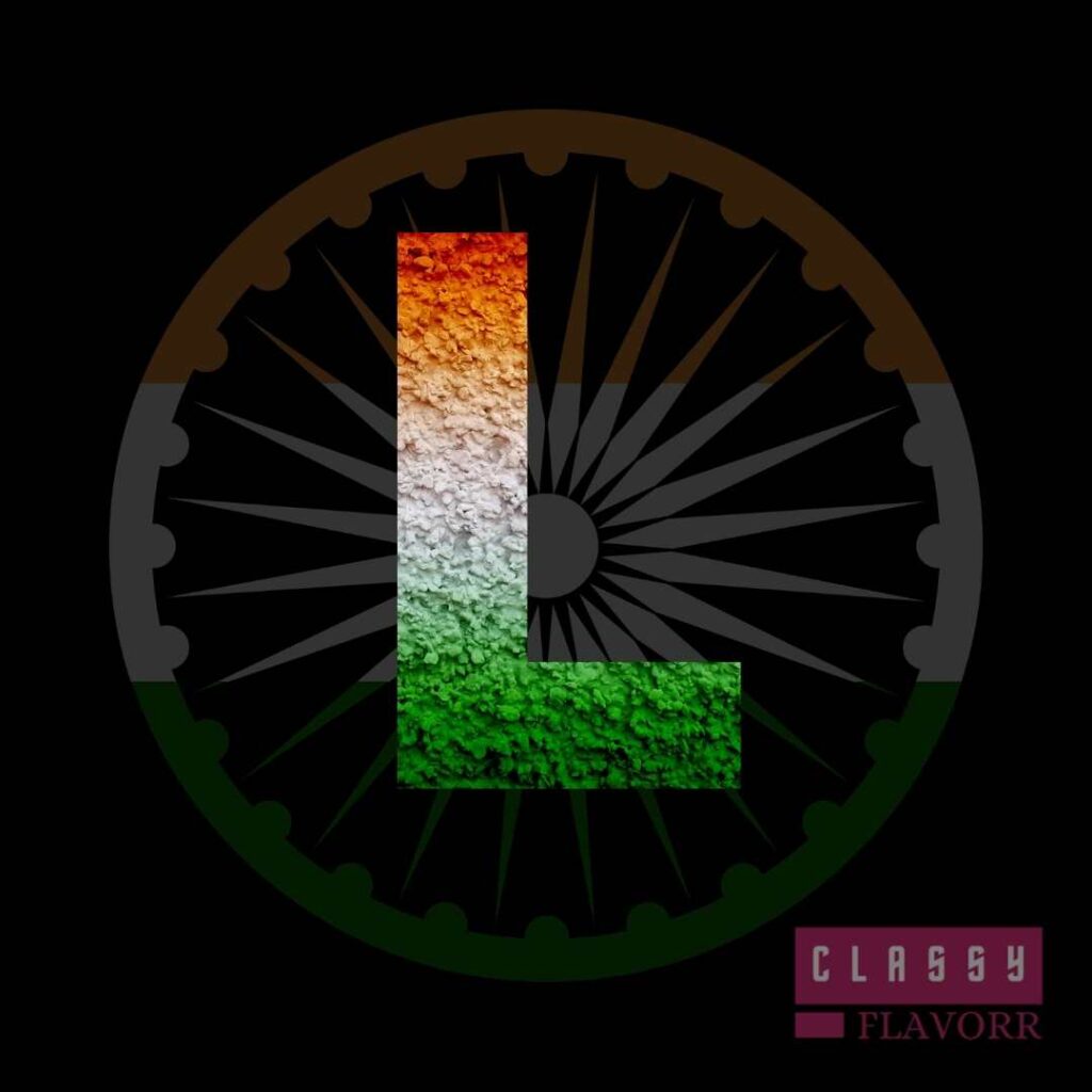 L name Tiranga image with Ashok chakra background 	