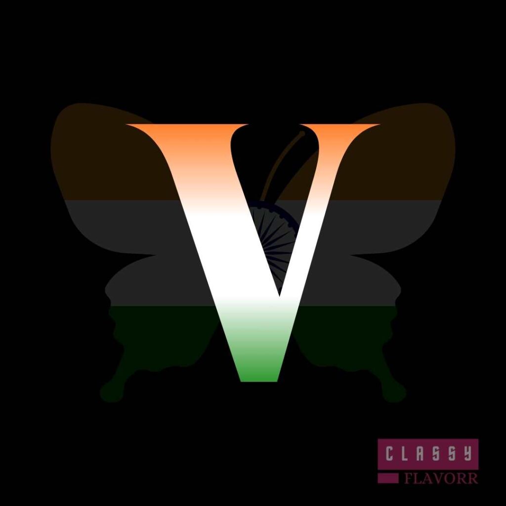 V name Tiranga images  with Ashok chakra background 	